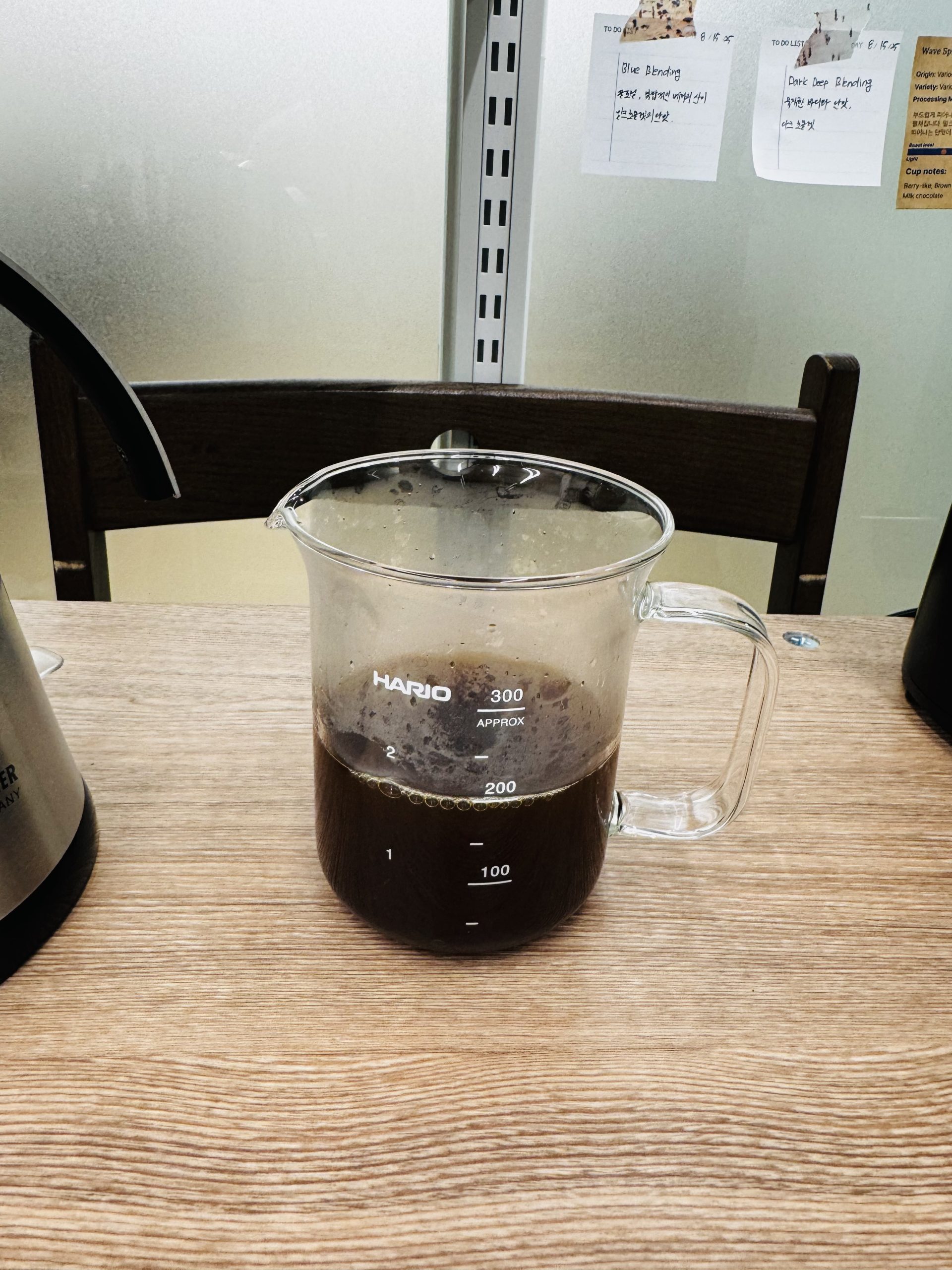 온수와 혼합한 커피